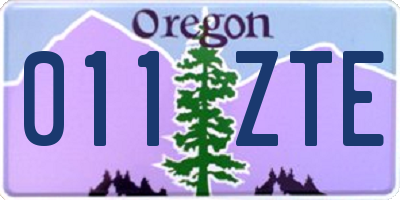 OR license plate 011ZTE