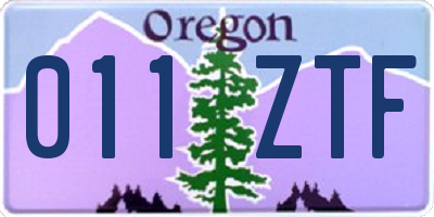 OR license plate 011ZTF