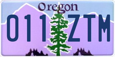 OR license plate 011ZTM