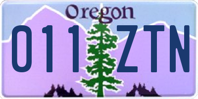 OR license plate 011ZTN