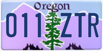 OR license plate 011ZTR