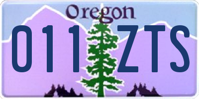 OR license plate 011ZTS