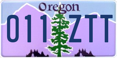 OR license plate 011ZTT