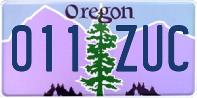 OR license plate 011ZUC