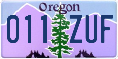 OR license plate 011ZUF