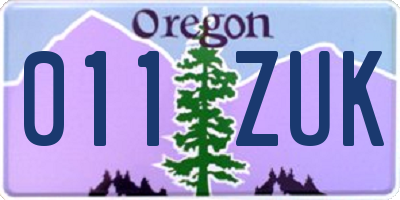 OR license plate 011ZUK