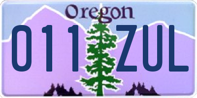 OR license plate 011ZUL