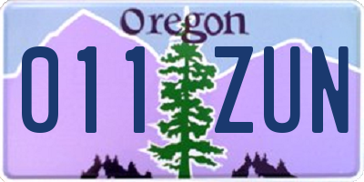 OR license plate 011ZUN