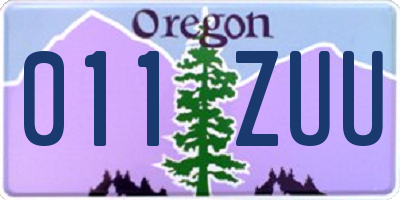 OR license plate 011ZUU