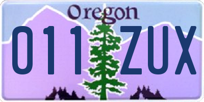 OR license plate 011ZUX