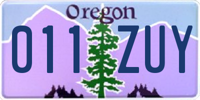 OR license plate 011ZUY