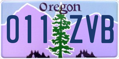 OR license plate 011ZVB