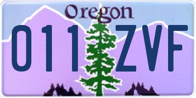 OR license plate 011ZVF
