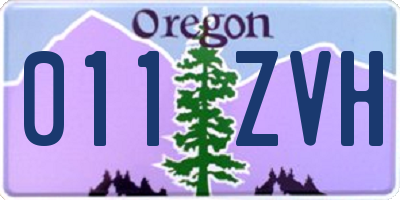 OR license plate 011ZVH