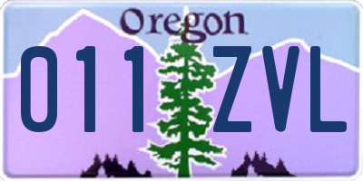 OR license plate 011ZVL