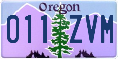 OR license plate 011ZVM
