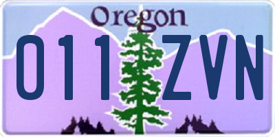 OR license plate 011ZVN