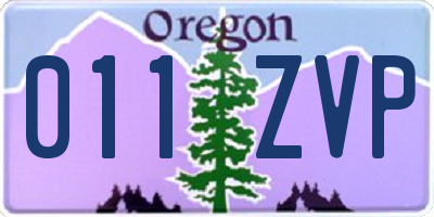 OR license plate 011ZVP
