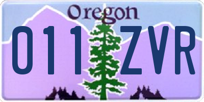 OR license plate 011ZVR