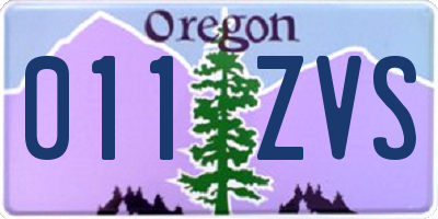 OR license plate 011ZVS