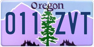 OR license plate 011ZVT