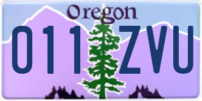 OR license plate 011ZVU