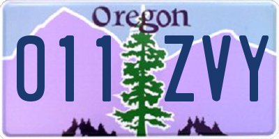 OR license plate 011ZVY