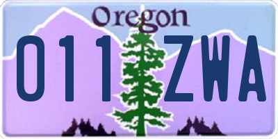 OR license plate 011ZWA