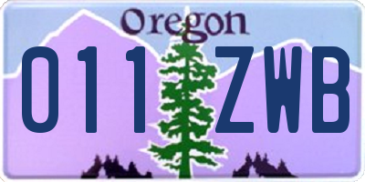 OR license plate 011ZWB