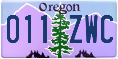 OR license plate 011ZWC
