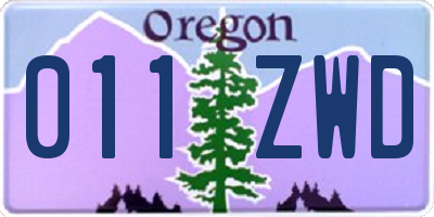 OR license plate 011ZWD