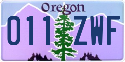 OR license plate 011ZWF