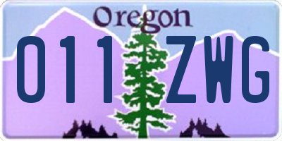 OR license plate 011ZWG