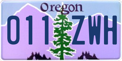 OR license plate 011ZWH