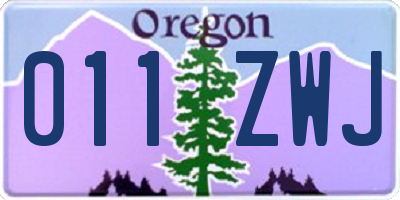 OR license plate 011ZWJ