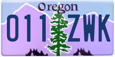 OR license plate 011ZWK