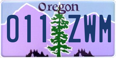 OR license plate 011ZWM