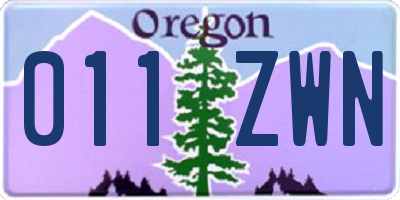 OR license plate 011ZWN