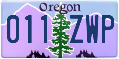OR license plate 011ZWP