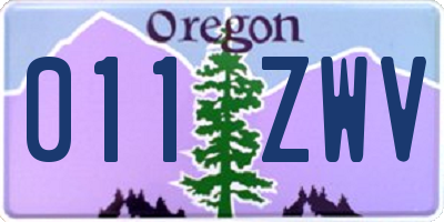 OR license plate 011ZWV