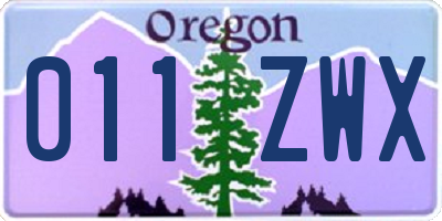 OR license plate 011ZWX