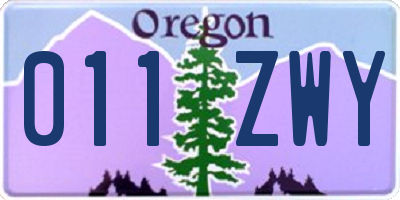 OR license plate 011ZWY