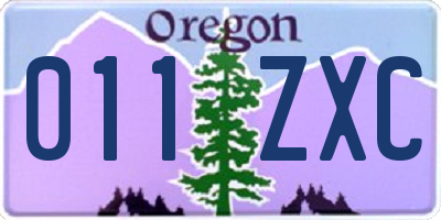 OR license plate 011ZXC