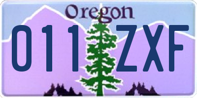 OR license plate 011ZXF
