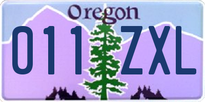 OR license plate 011ZXL