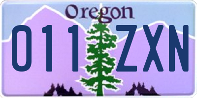 OR license plate 011ZXN