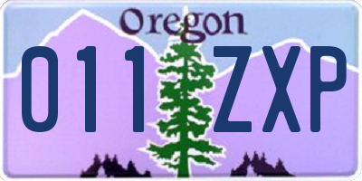 OR license plate 011ZXP