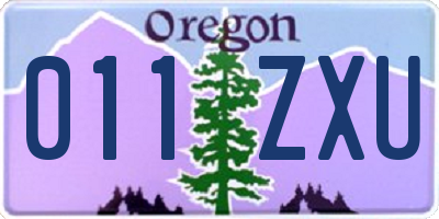 OR license plate 011ZXU