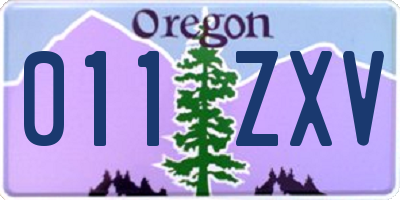 OR license plate 011ZXV