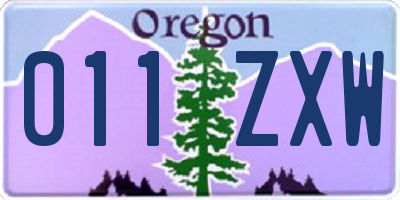OR license plate 011ZXW